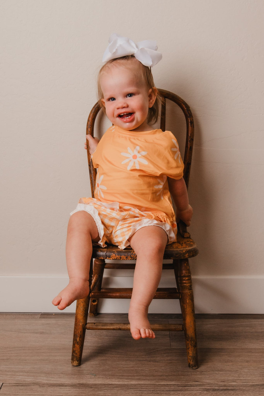 Orange Floral Ruffle Shorts Set