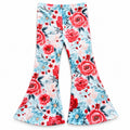 Blue & Pink Floral Flared Pants