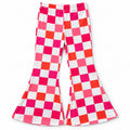 Pink & Orange Checkered Flared Pants