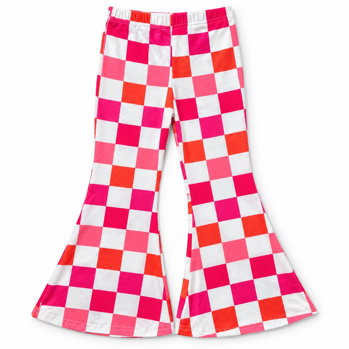 Pink & Orange Checkered Flared Pants