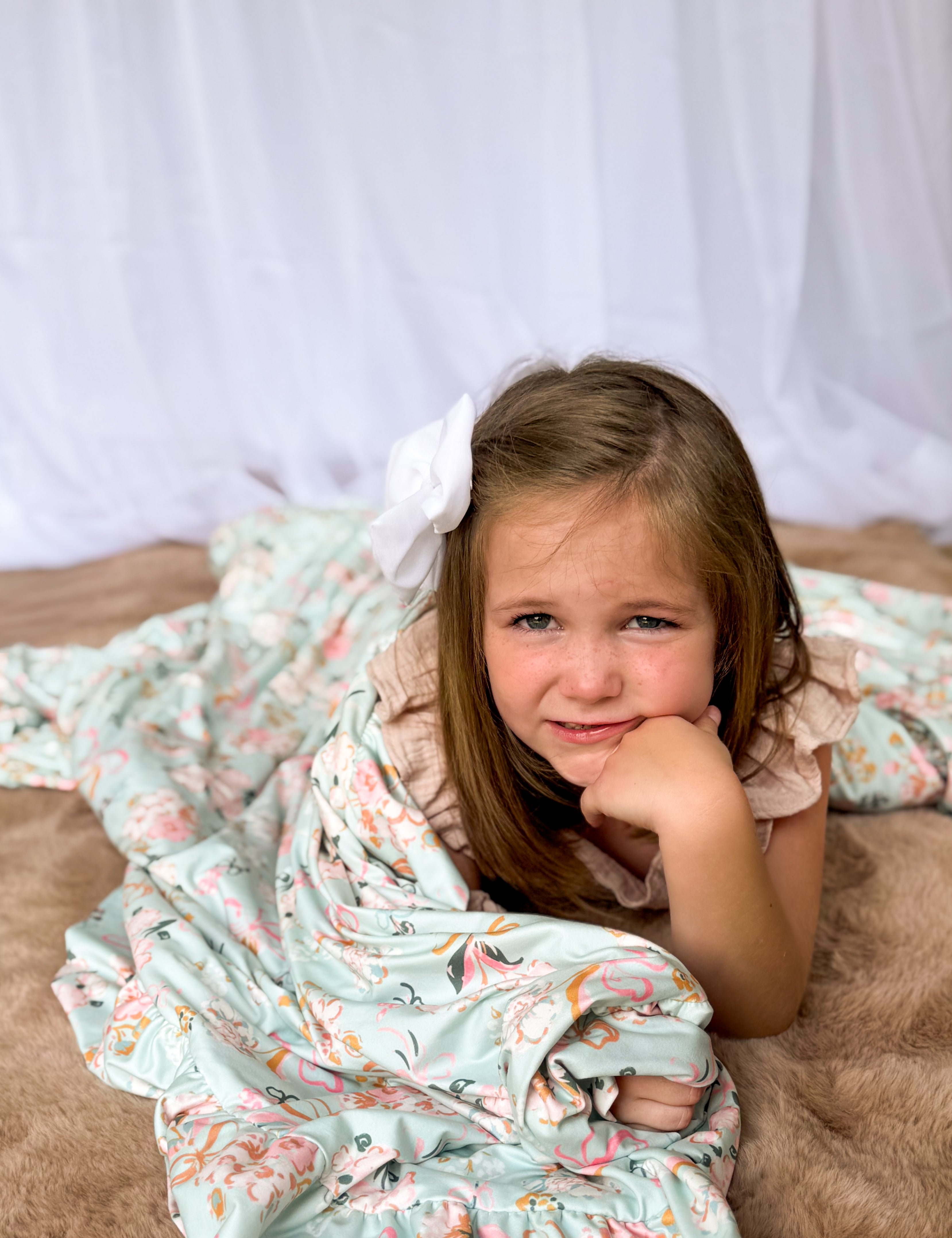 Blue Floral Throw Blanket
