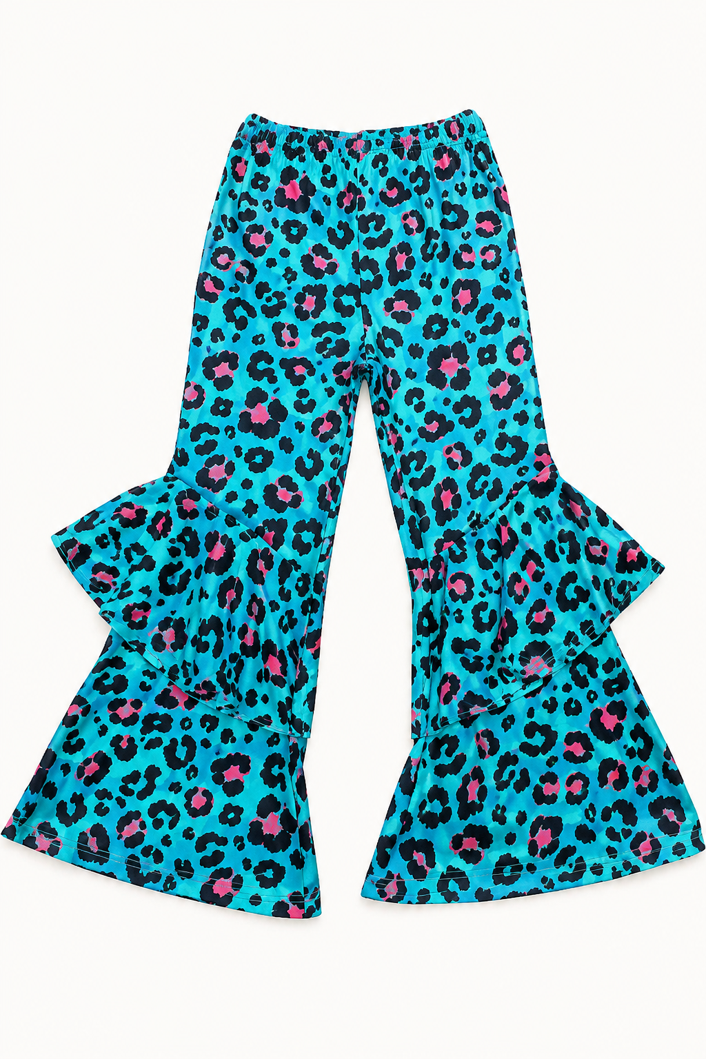 Blue + Pink Leopard Bell Bottoms