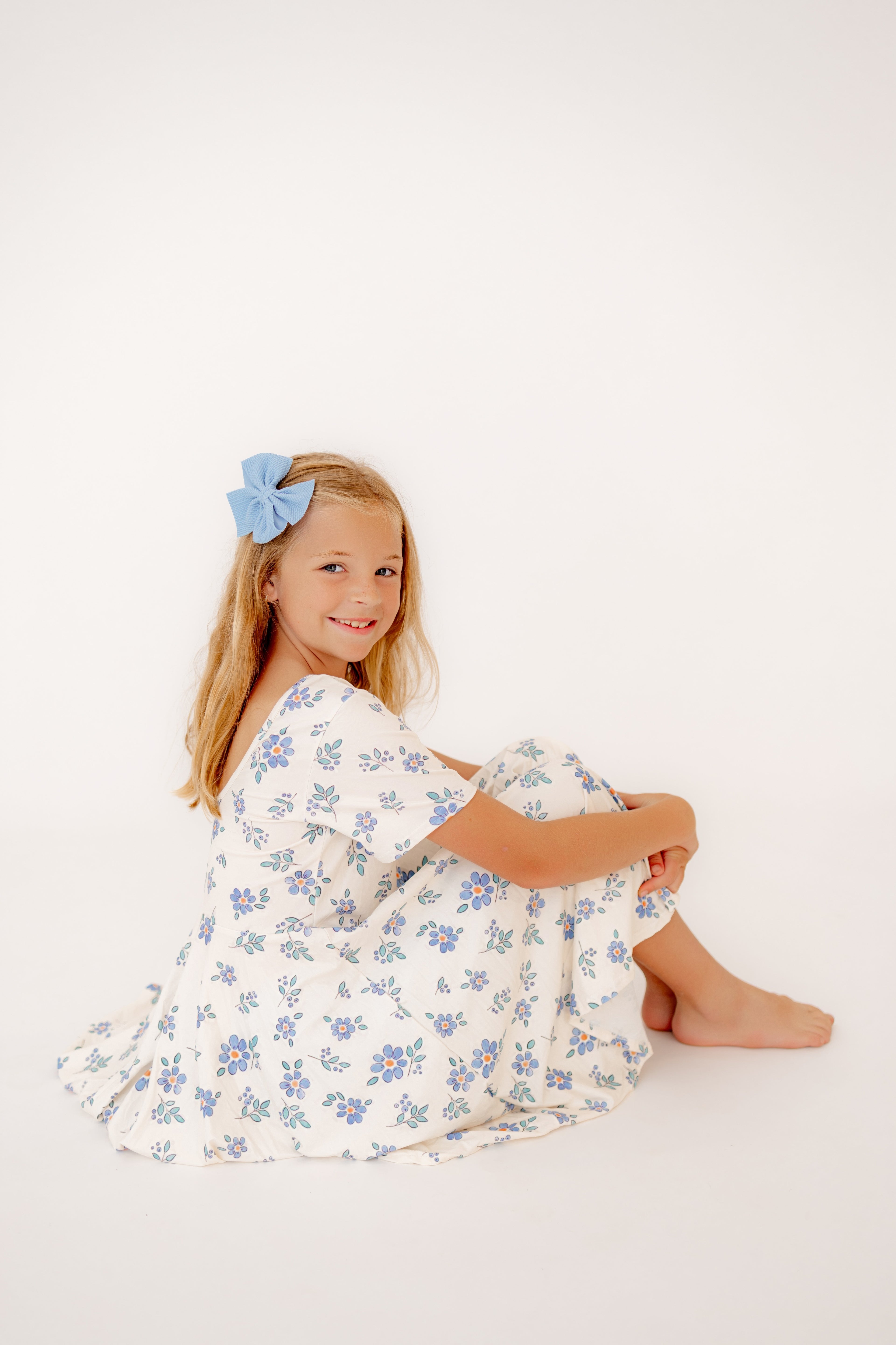 Bluebell Wishes Twirl Dress + Biker Shorts Set