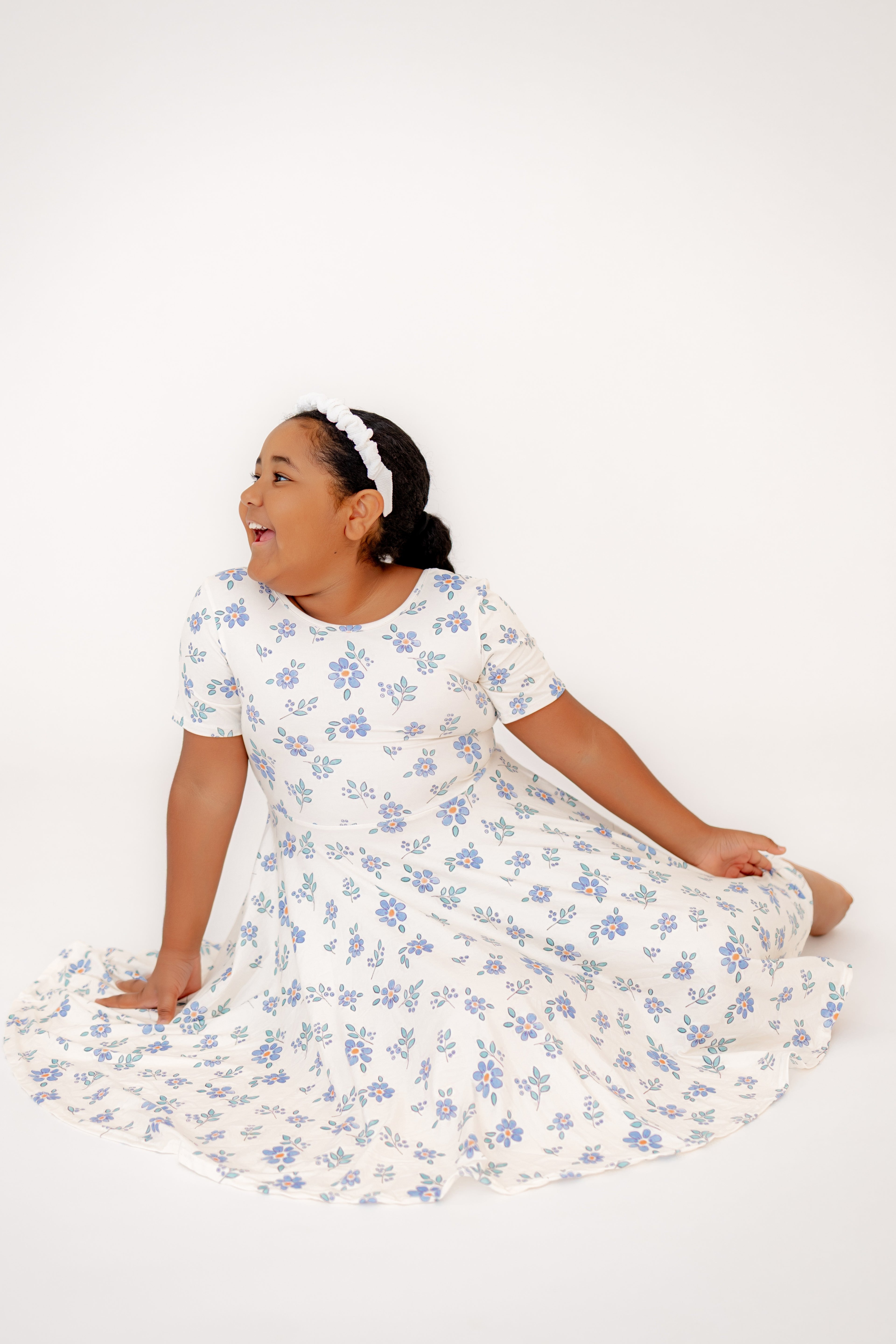 Bluebell Wishes Twirl Dress + Biker Shorts Set