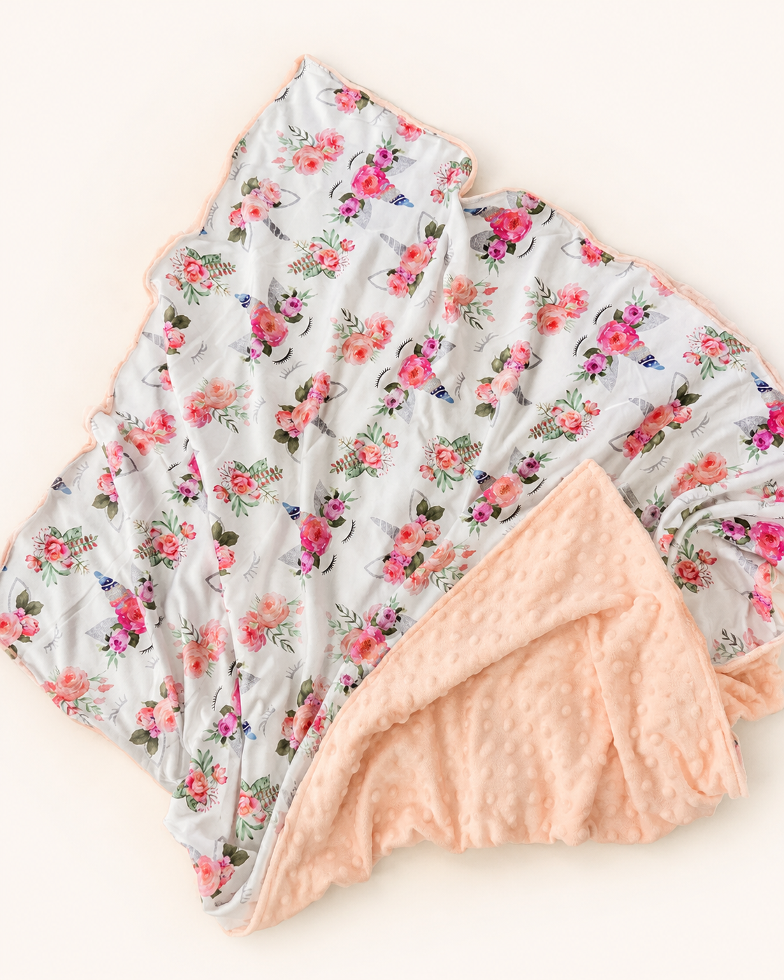 Unicorn Peach Minky Blanket