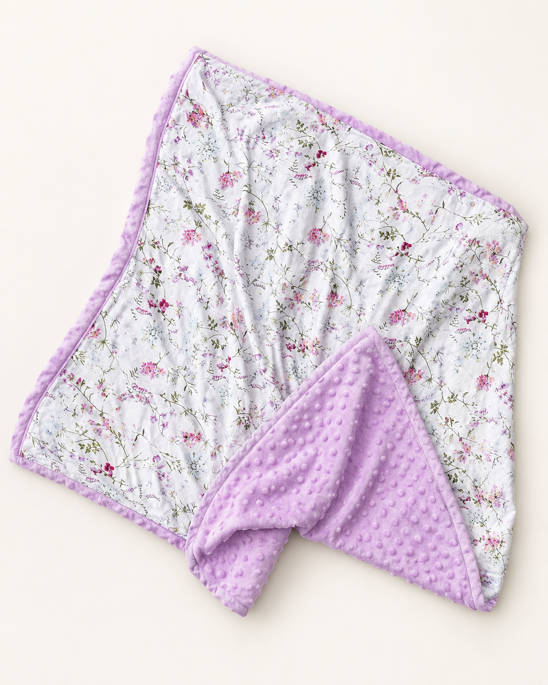 Purple Floral Minky Blanket