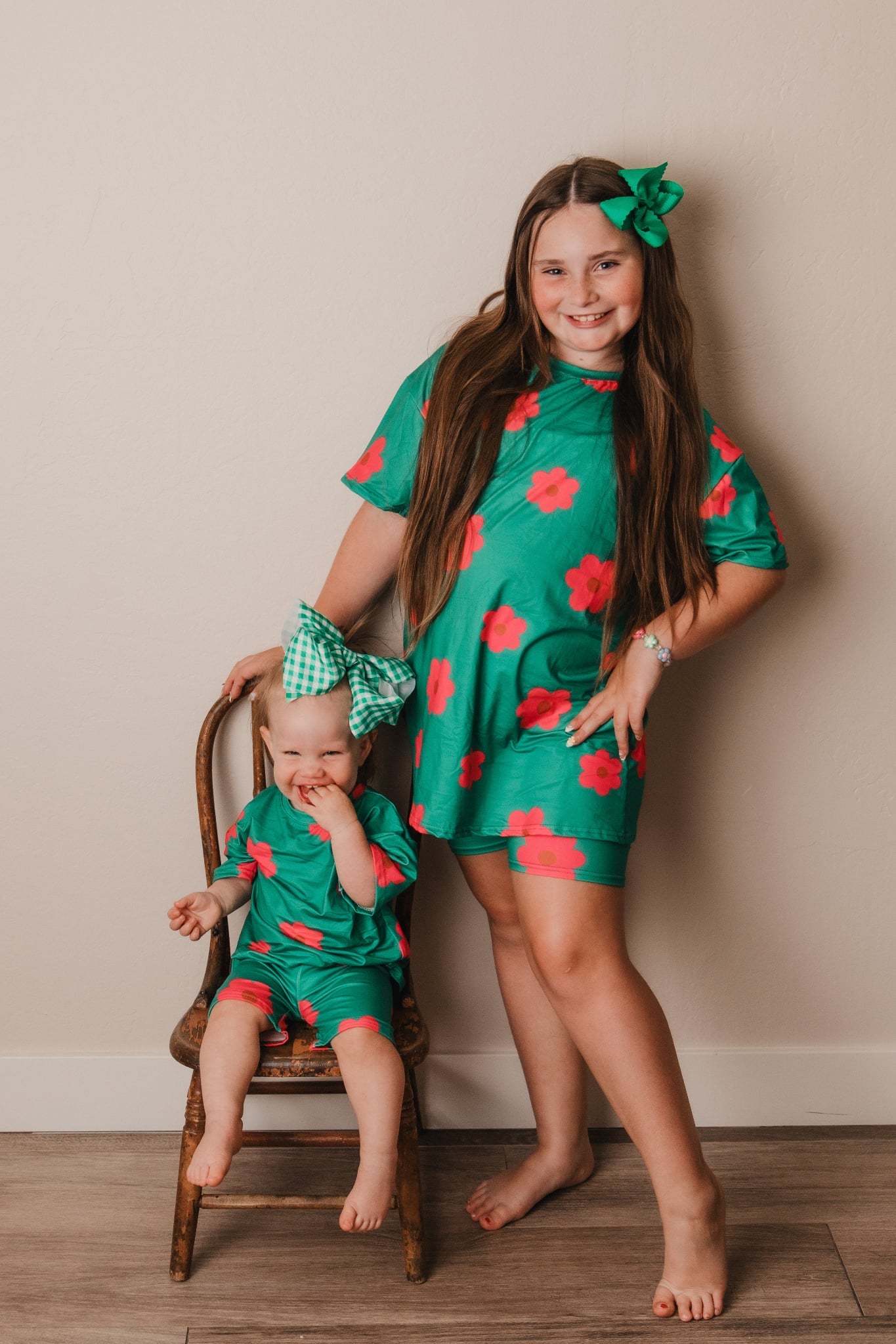 Full Bloom Green Biker Lounge Set
